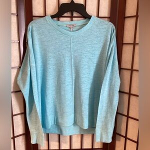Lisa Todd Aqua Blue Marled long-sleeved 100% cotton top. Size S
